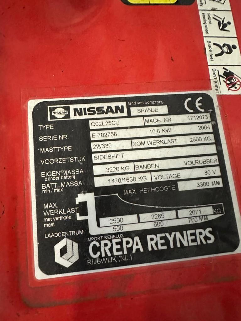 Nissan Elektrische Heftruck 2.5T | Sideshift, Zakelijke goederen, Machines en Bouw | Heftrucks en Intern transport, Heftruck, Ophalen of Verzenden