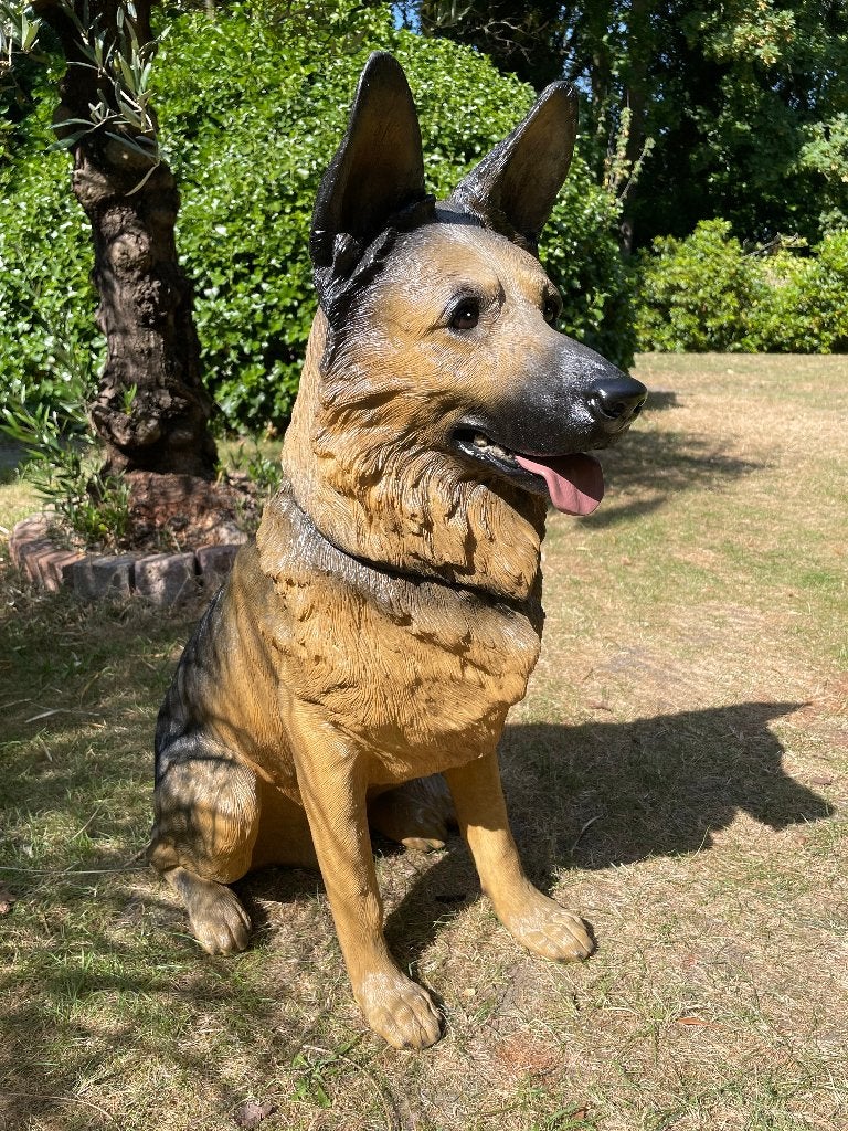 Beeld Duitse herder, Orig honden, tuin, vijver 75 cm, Ophalen, Nieuw, Kunststof, Dierenbeeld