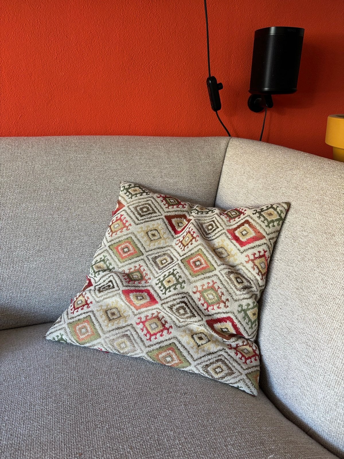 Sierkussen met geometrisch patroon, boho, kelim, vintage, Huis en Inrichting, Gebruikt, Meerkleurig, Met print, Vierkant