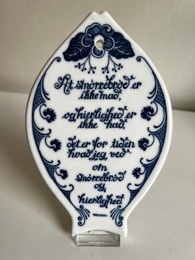 Vintage Noors Design Porsgrund Onderzetter  Visvorm Gedicht, Ophalen of Verzenden
