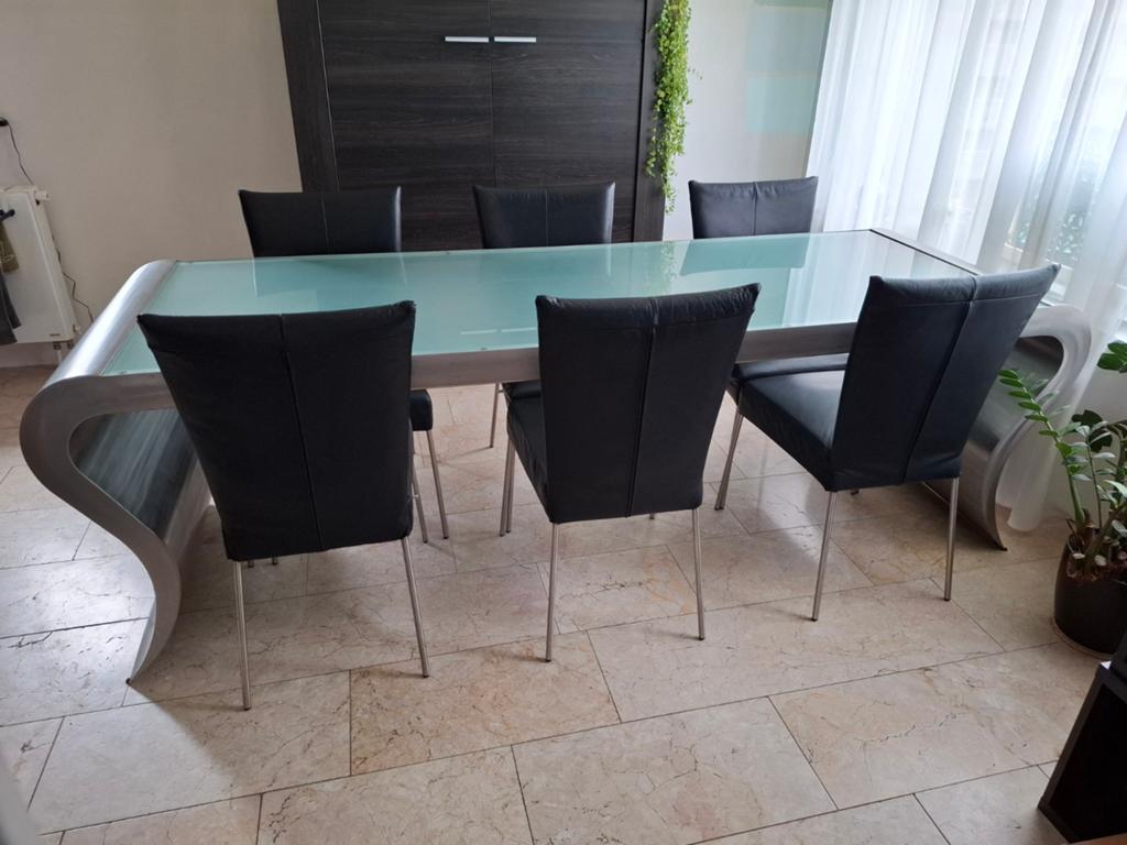 Design eettafel "the Wave" van Hans Kopla, Huis en Inrichting, Tafels | Eettafels, Gebruikt, 50 tot 100 cm, 200 cm of meer, Vijf personen of meer