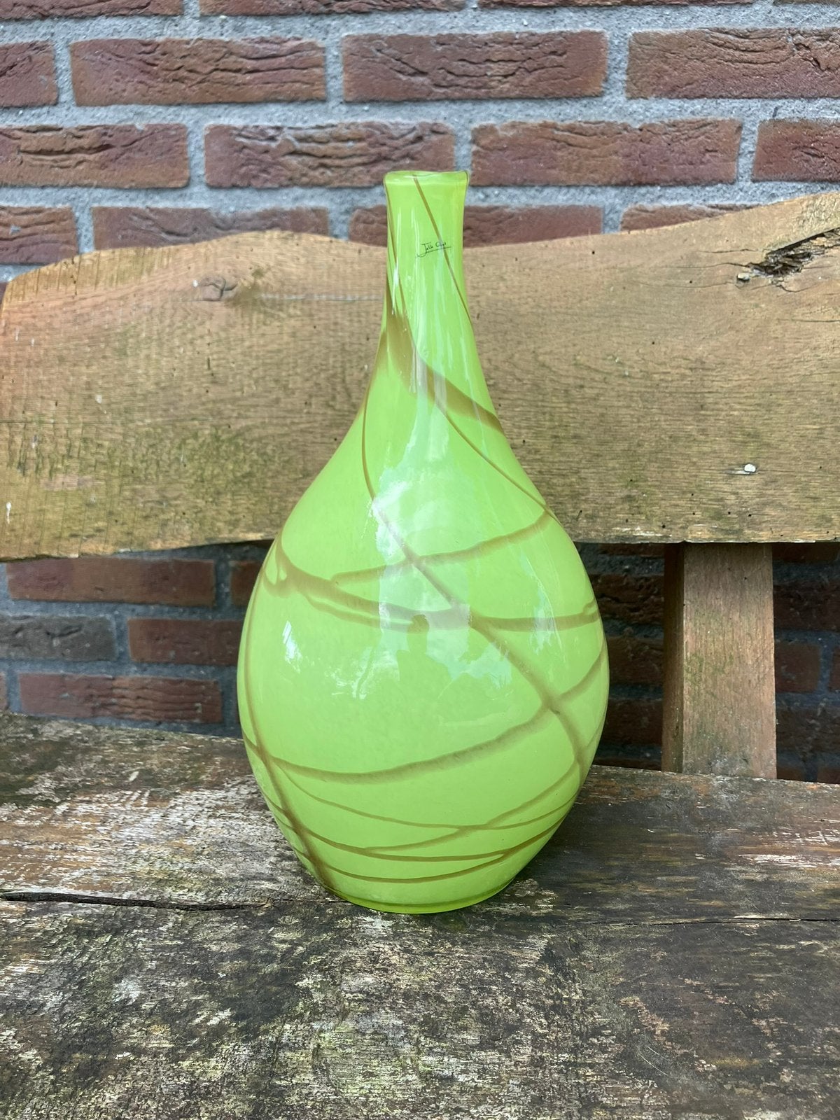 Unieke groene Vaas, Ophalen of Verzenden, Zo goed als nieuw, Groen