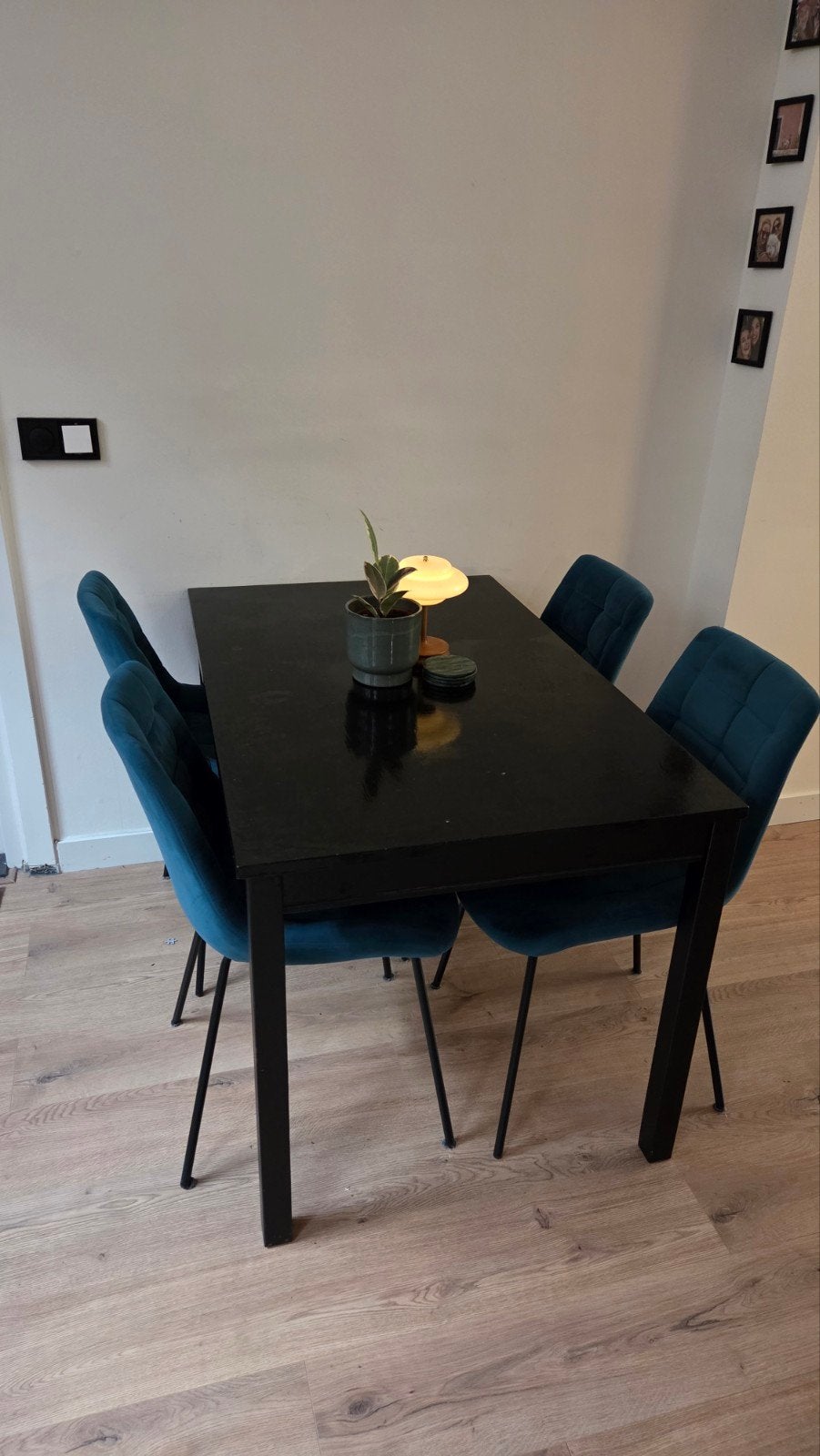 4 turquoise velvet eetkamerstoelen van CASA, Ophalen, Overige kleuren, Zo goed als nieuw, Vier