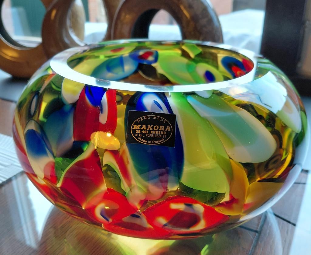 Makora Krosno Glass Company - Handgemaakt - Fruit bowl, Overige kleuren, Ophalen of Verzenden, Minder dan 50 cm, Glas