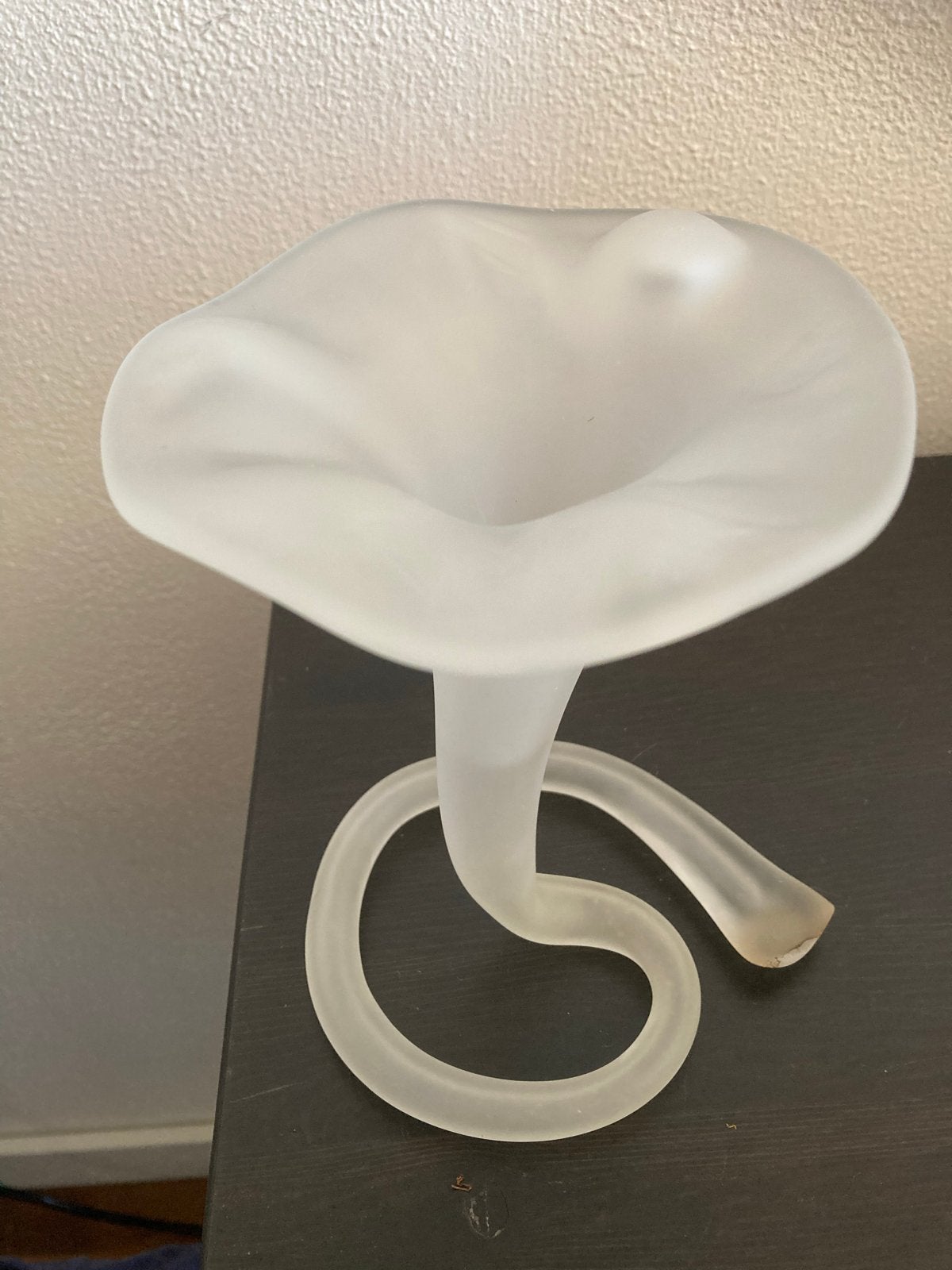 Vintage Italiaanse matglazen vaas, leliekelk, 16cm, Ophalen of Verzenden