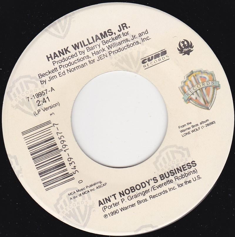 Hank Williams Jr - Ain't Nobody's Business 7", Cd's en Dvd's, Vinyl Singles, 7 inch, Single, Ophalen of Verzenden, Zo goed als nieuw