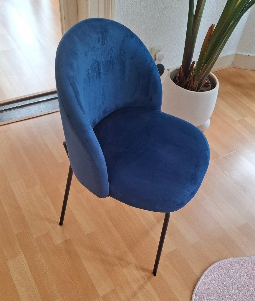 Eetkamerstoelen - Set van 6, Ophalen, Blauw, Zo goed als nieuw, Stof