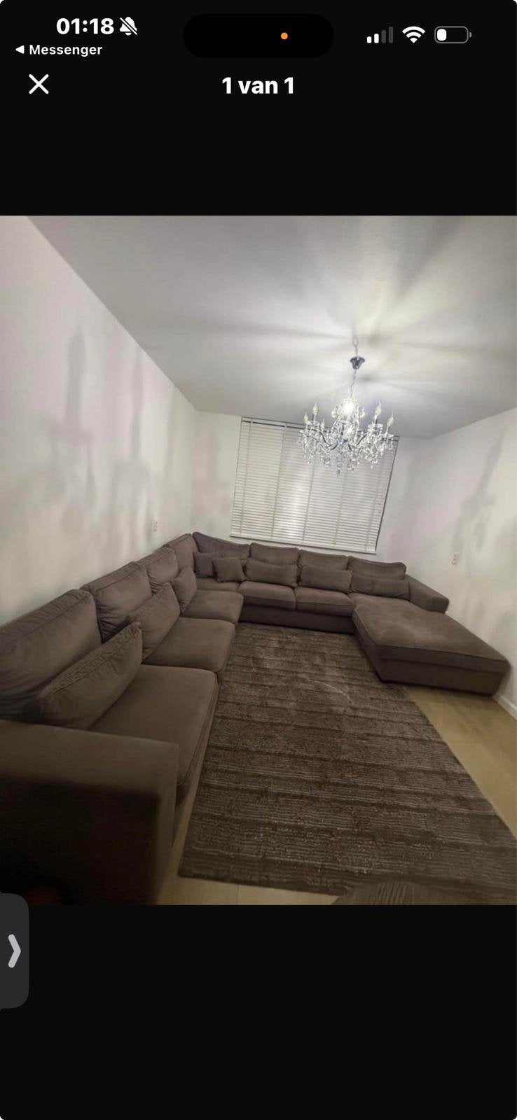 Grote Luxe U-bank / Hoekbank Taupe – Ruim & Comfortabel ️, Ophalen of Verzenden, Gebruikt