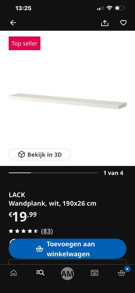 IKEA LACK Wandplank wit 190x26 cm, Ophalen, Zo goed als nieuw