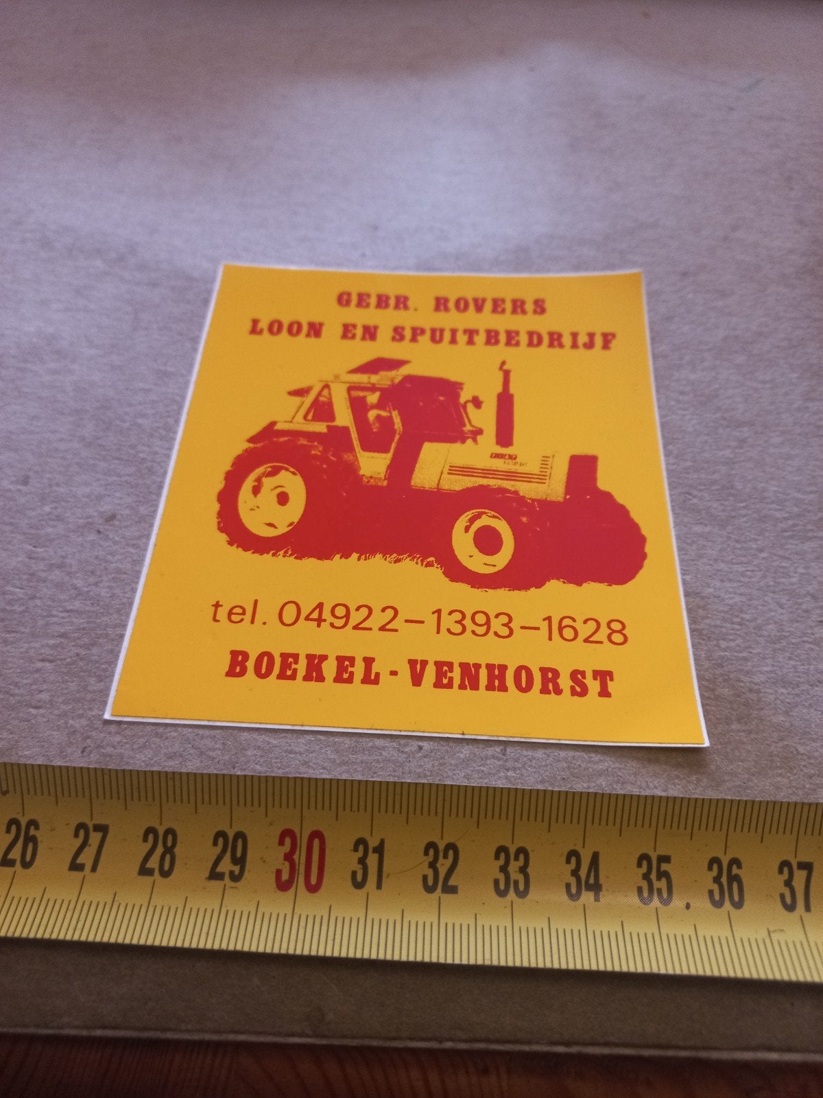 Vintage sticker Gebr. Rovers Loon- en Spuitbedrijf Boekel, Verzamelen, Ophalen of Verzenden, Gebruikt
