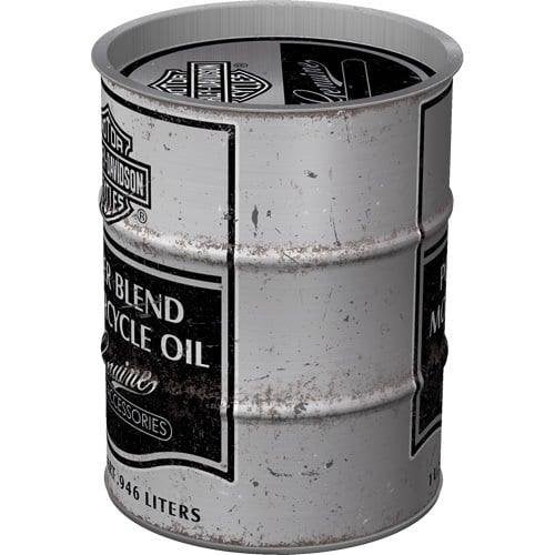 Harley Davidson oil barrel reclame spaarpot van metaal deco, Ophalen of Verzenden, Nieuw, Auto's