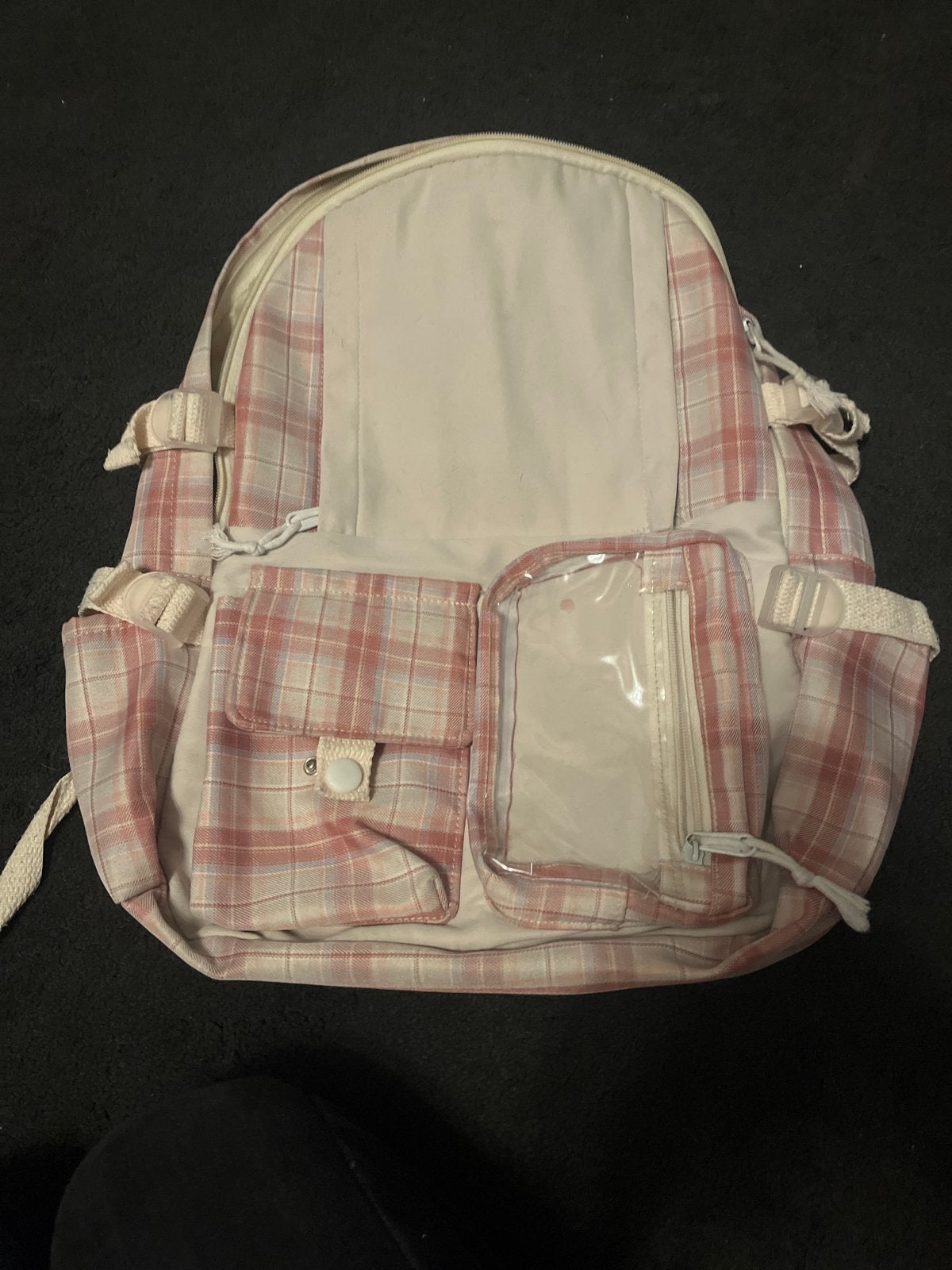 Leuke geruite rugzak - roze/wit, Overige merken, Gebruikt, 25 tot 40 cm, Ophalen of Verzenden