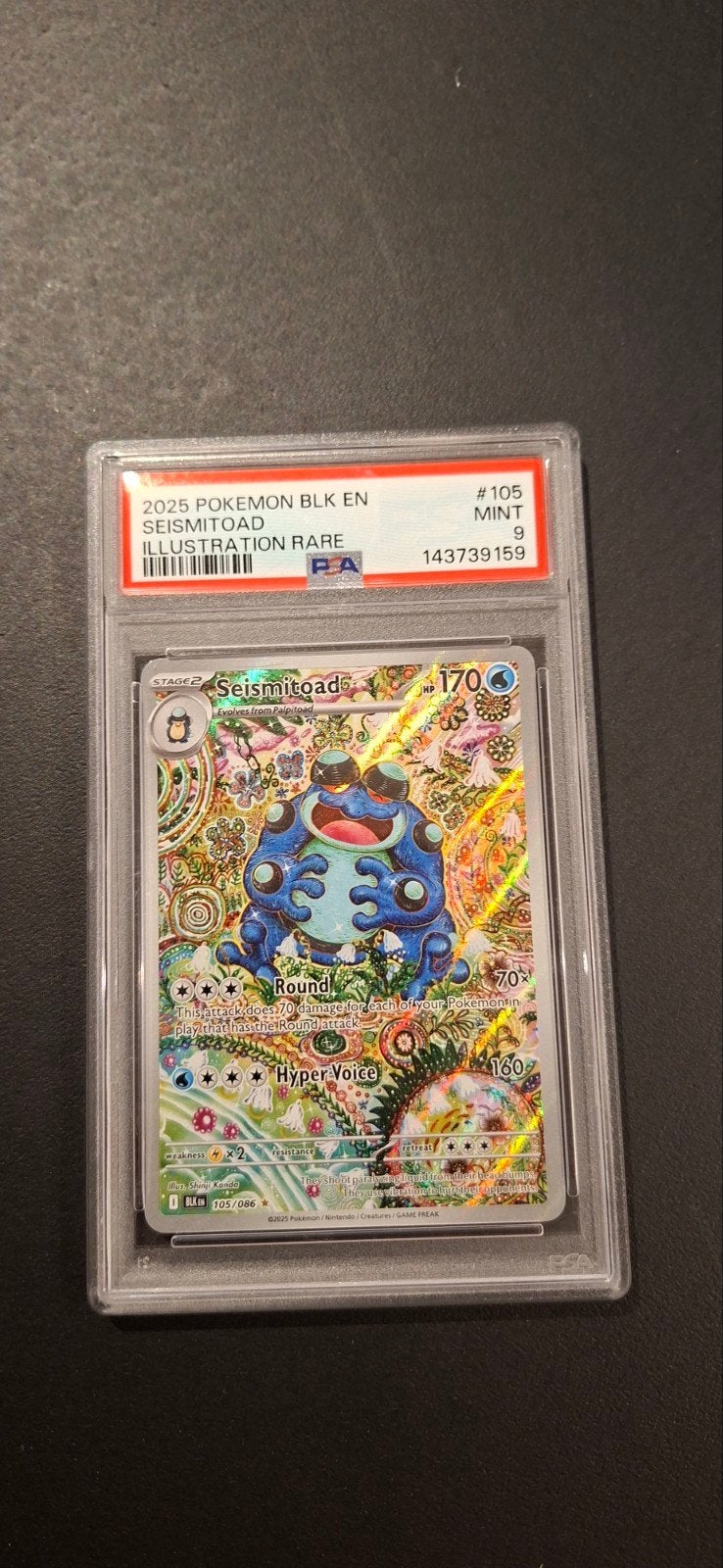 Seismitoad 2023 Pokemon BLK EN #105 MINT 9 PSA, Ophalen of Verzenden