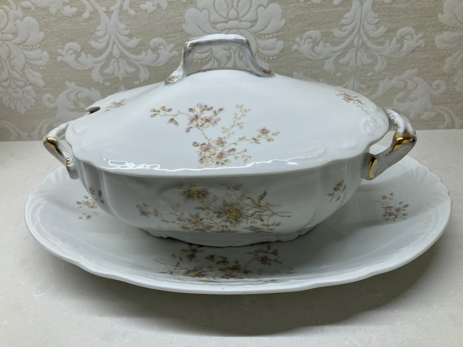 Antiek servies: soepterrine, dekschaal, vleesschaal, zuursch, Antiek en Kunst, Antiek | Servies los, Ophalen of Verzenden