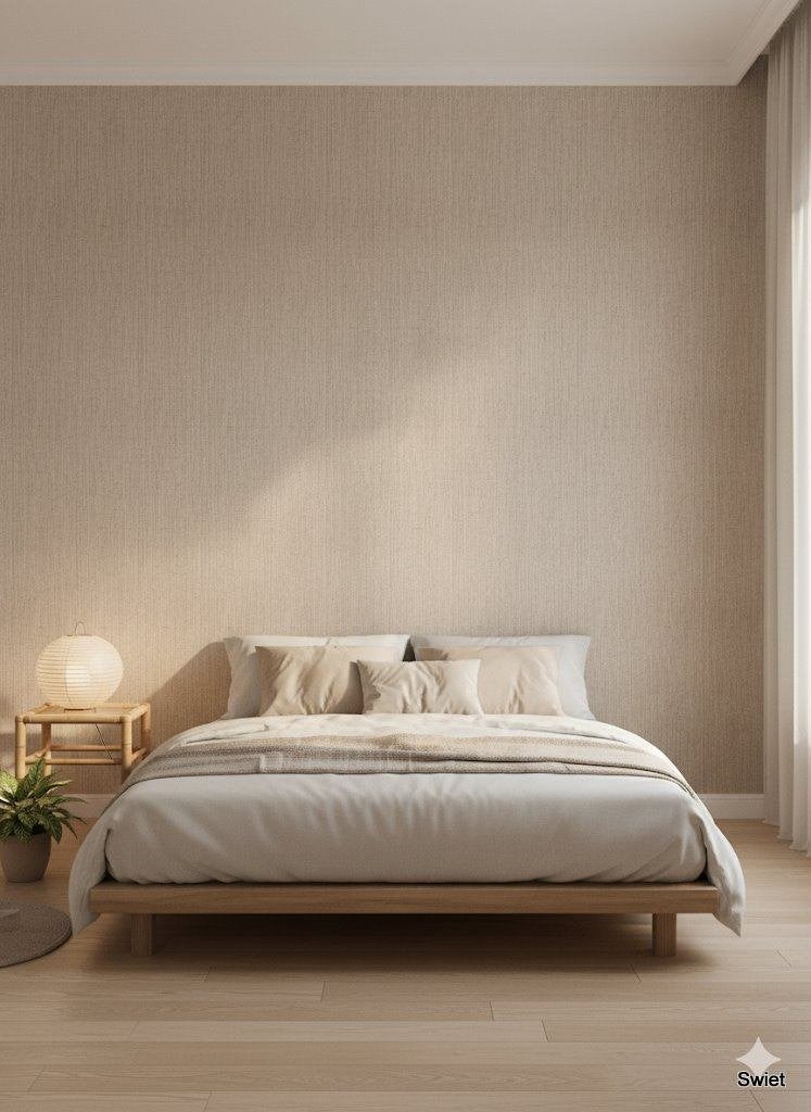 14198 Beige echt jute vintage behang eco woven swiet, Ophalen of Verzenden, Beige