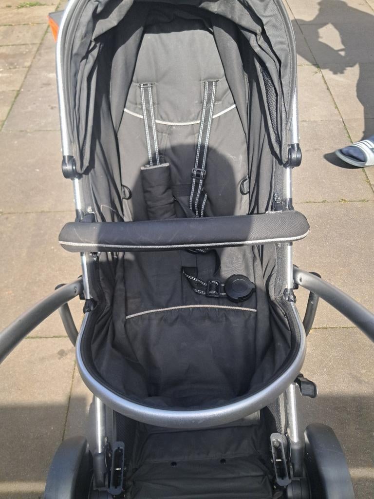 Grijze duo buggy kinderwagen voor 2 kinderen, Ophalen