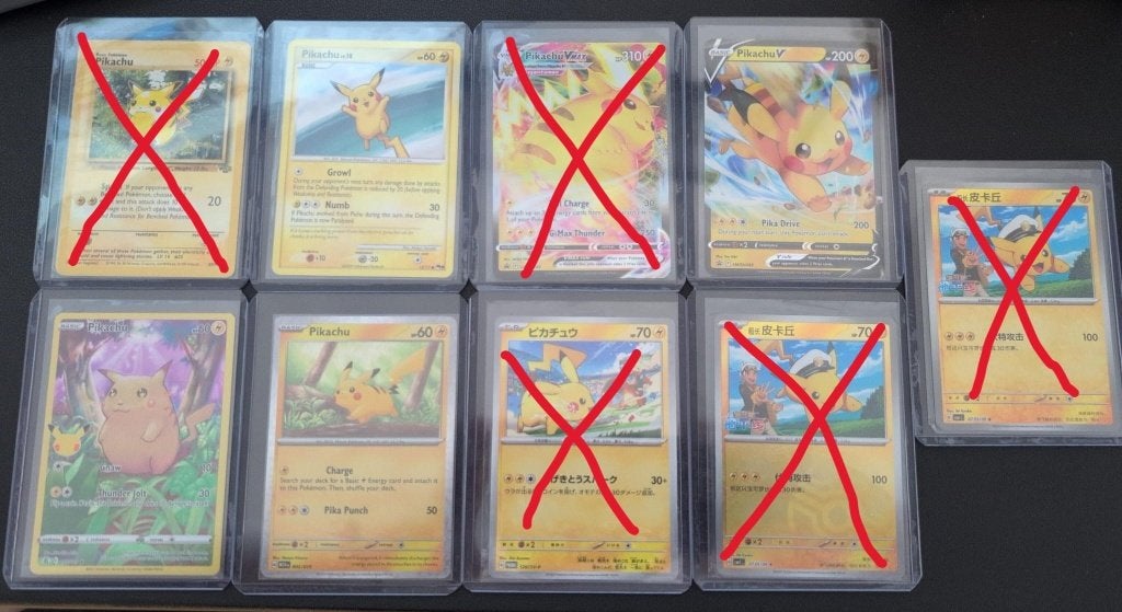 Pikachu 9 diverse kaarten Vintage + Modern!, Hobby en Vrije tijd, Verzamelkaartspellen | Pokémon, Zo goed als nieuw, Meerdere kaarten
