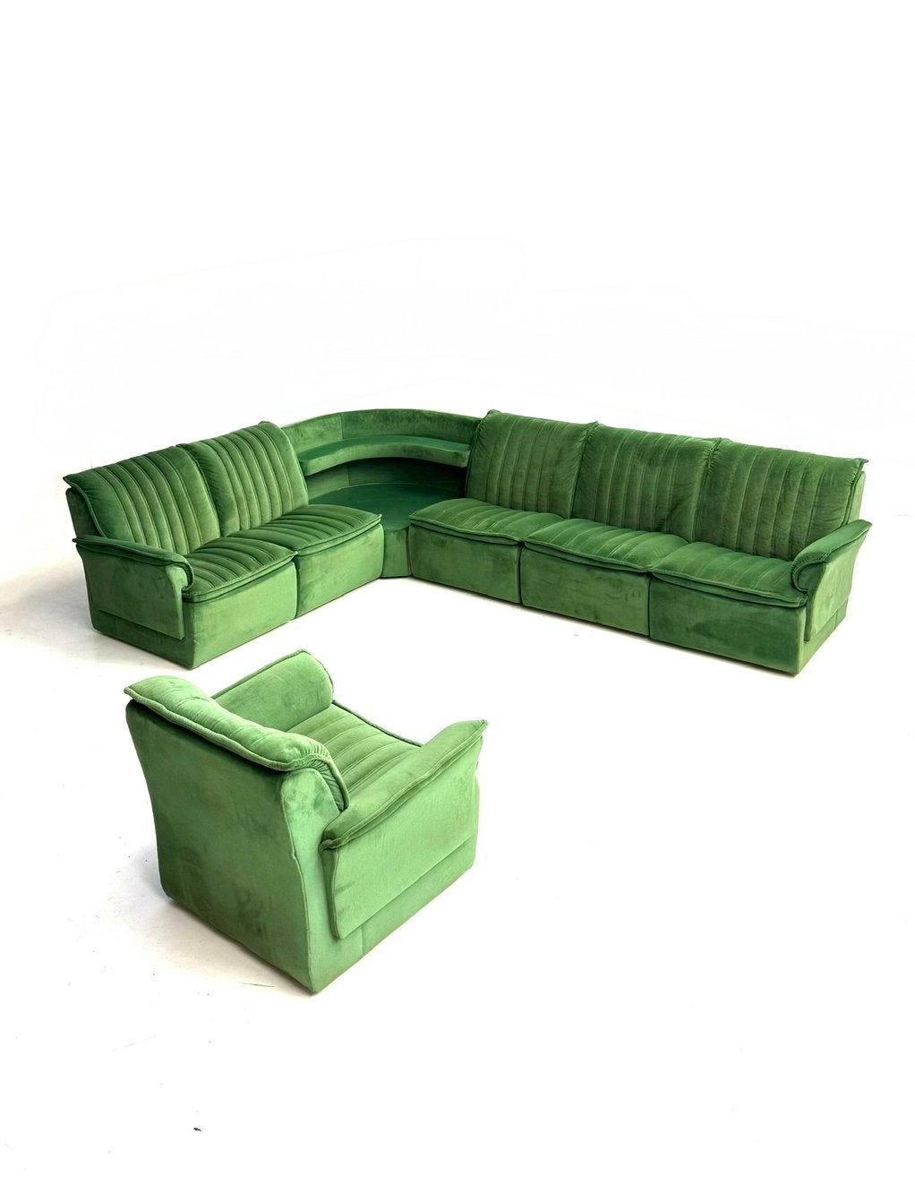 Vintage 7-delige velours modulaire bank, Italië ‘80