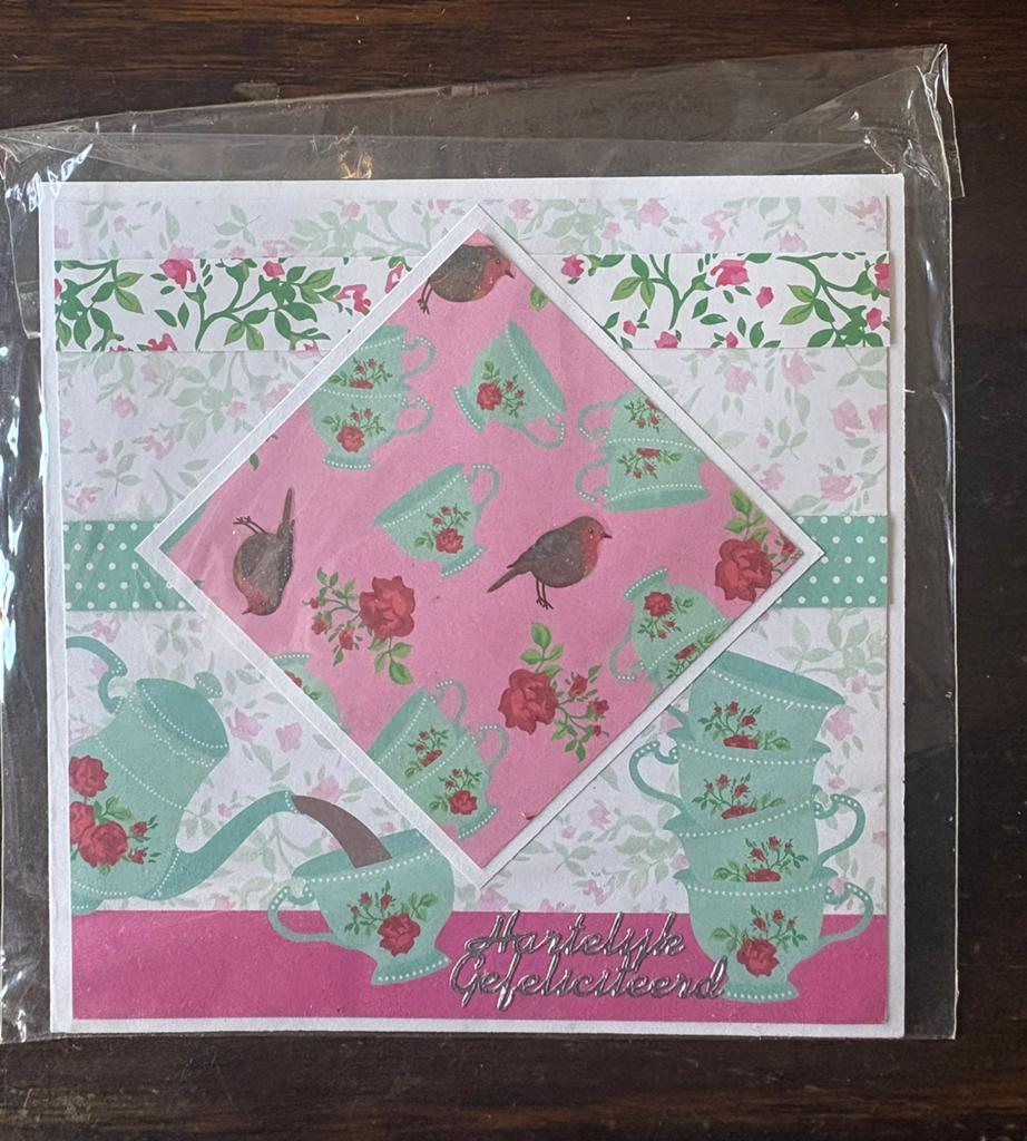 Nieuwe zelfgemaakte kaart gefeliciteerd, Hobby en Vrije tijd, Kaarten | Zelfgemaakt, Ophalen of Verzenden, Nieuw, Overige thema's