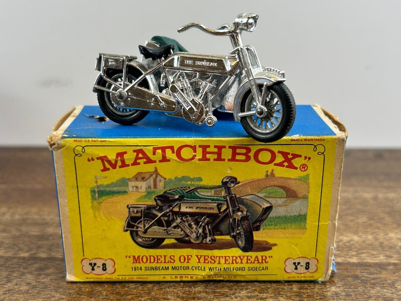 Matchbox Models of Yesteryear Y-8 1914 Sunbeam Motor-Cycle, Ophalen of Verzenden, Zo goed als nieuw, Overige typen, Matchbox