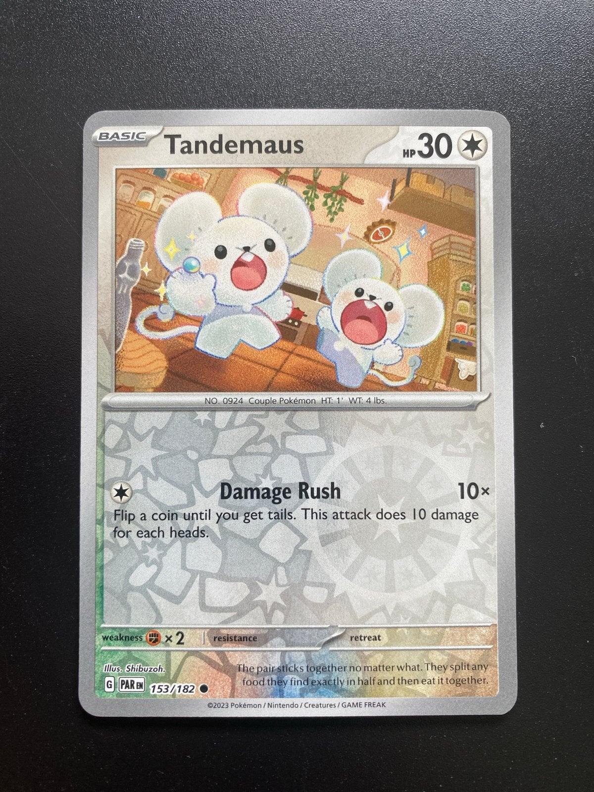 Tandemaus 153/182 Reverse Holo Pokémon Paradox Rift, Ophalen of Verzenden, Zo goed als nieuw, Losse kaart, Foil