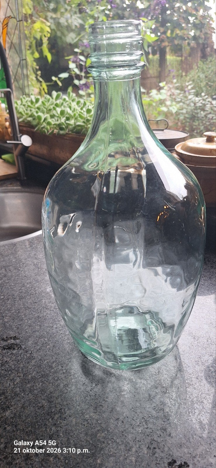 Mooie glazen bolle fles - 38 cm hoog, 18 cm doorsnede, Ophalen of Verzenden