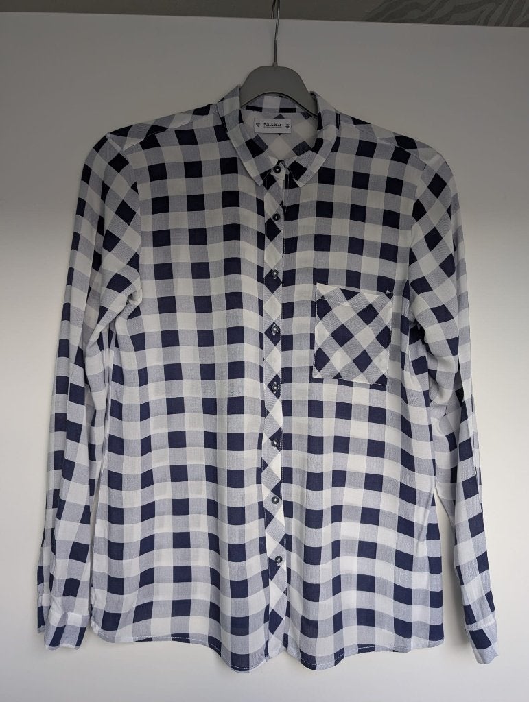Blauw-wit geruit dames blouse maat M, Kleding | Dames, Maat 38/40 (M), Blauw, Ophalen of Verzenden, Zo goed als nieuw