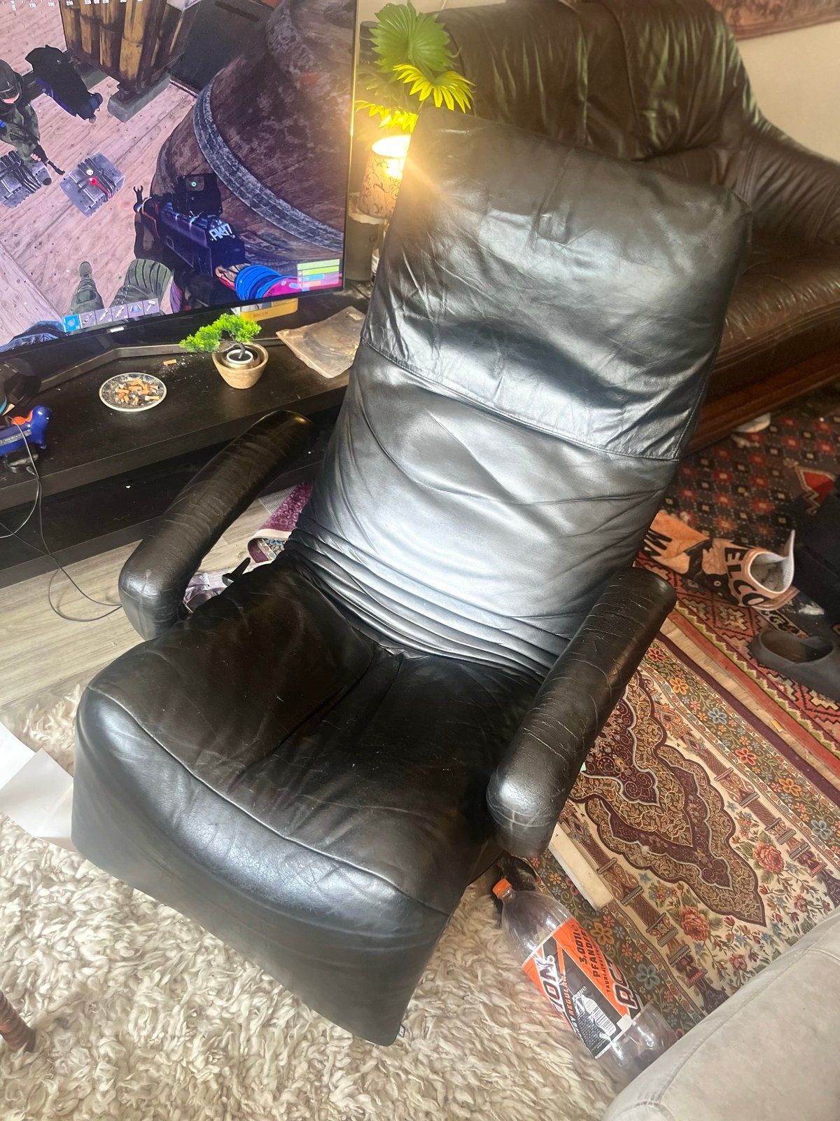 Zwarte Jori relaxfauteuil - Comfortabel en stijlvol, Ophalen, Gebruikt, Zwart, Leer
