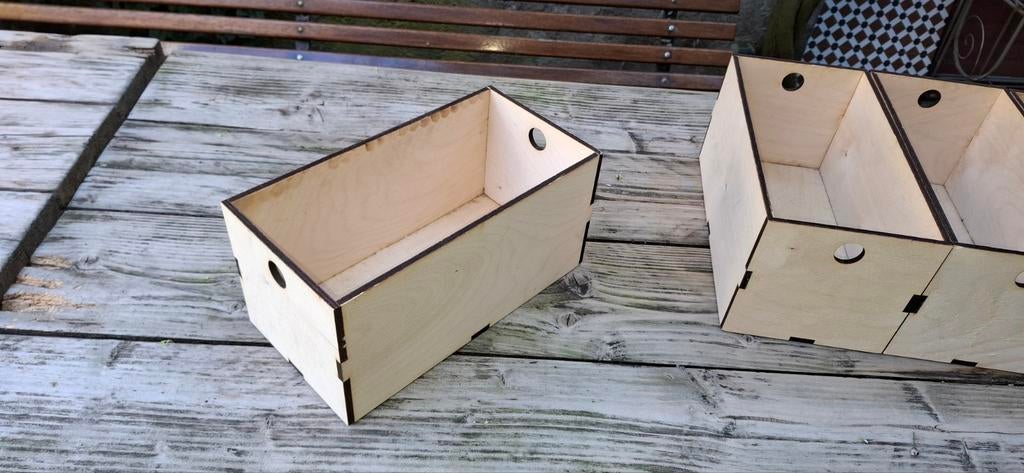 Houten opbergbakken - Set van 13 afm.15cm h 16cm br 31cm l, Hobby en Vrije tijd, Overige Hobby en Vrije tijd, Ophalen, Gebruikt