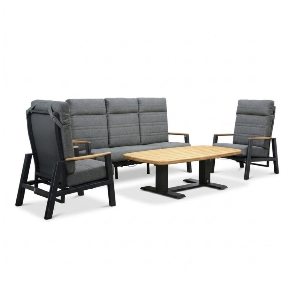 Brighton stoel-bank loungeset | aluminium + teakhout | 5pers, Ophalen, 5 zitplaatsen, Aston Martinlaan 36, Teakhout
