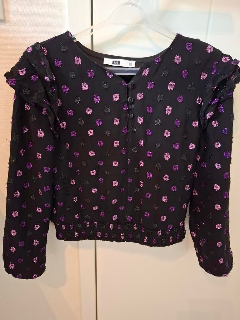 Blouse maat 110/116 zwart paar glitter. Merk WE, Ophalen of Verzenden, Meisje, Overige typen