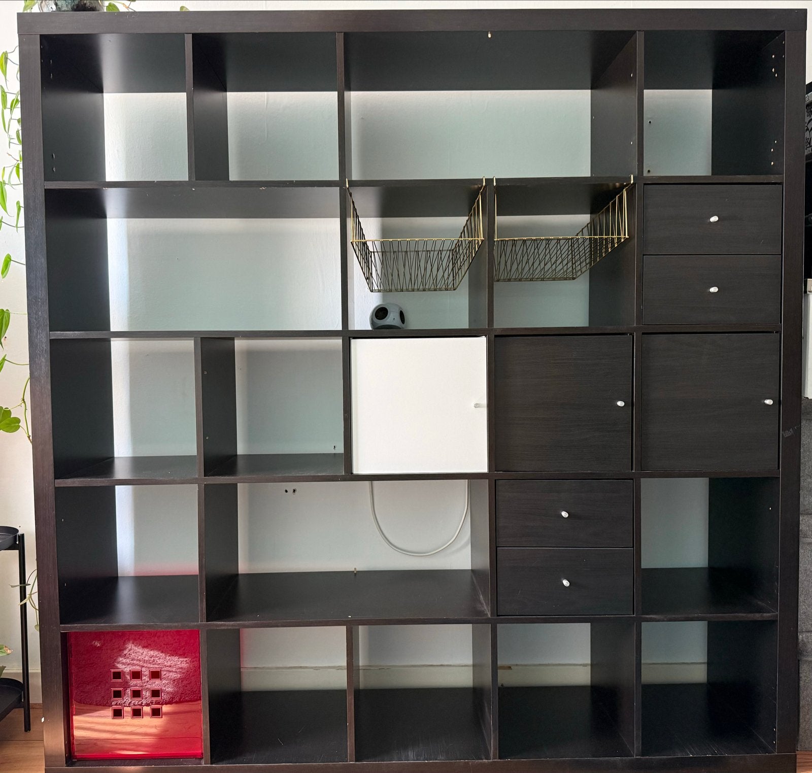 Kallax kast 185x185 cm met 25 vakken, Ophalen, Gebruikt, 150 tot 200 cm, Met lade(s)