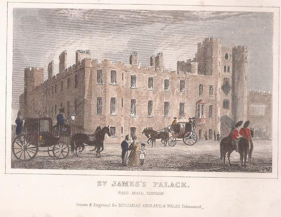 Londen. St. James's Palace Pall Mall London Ingekl. Staalgr., Antiek en Kunst, 1800 - 1899, Architectuur, Ophalen of Verzenden