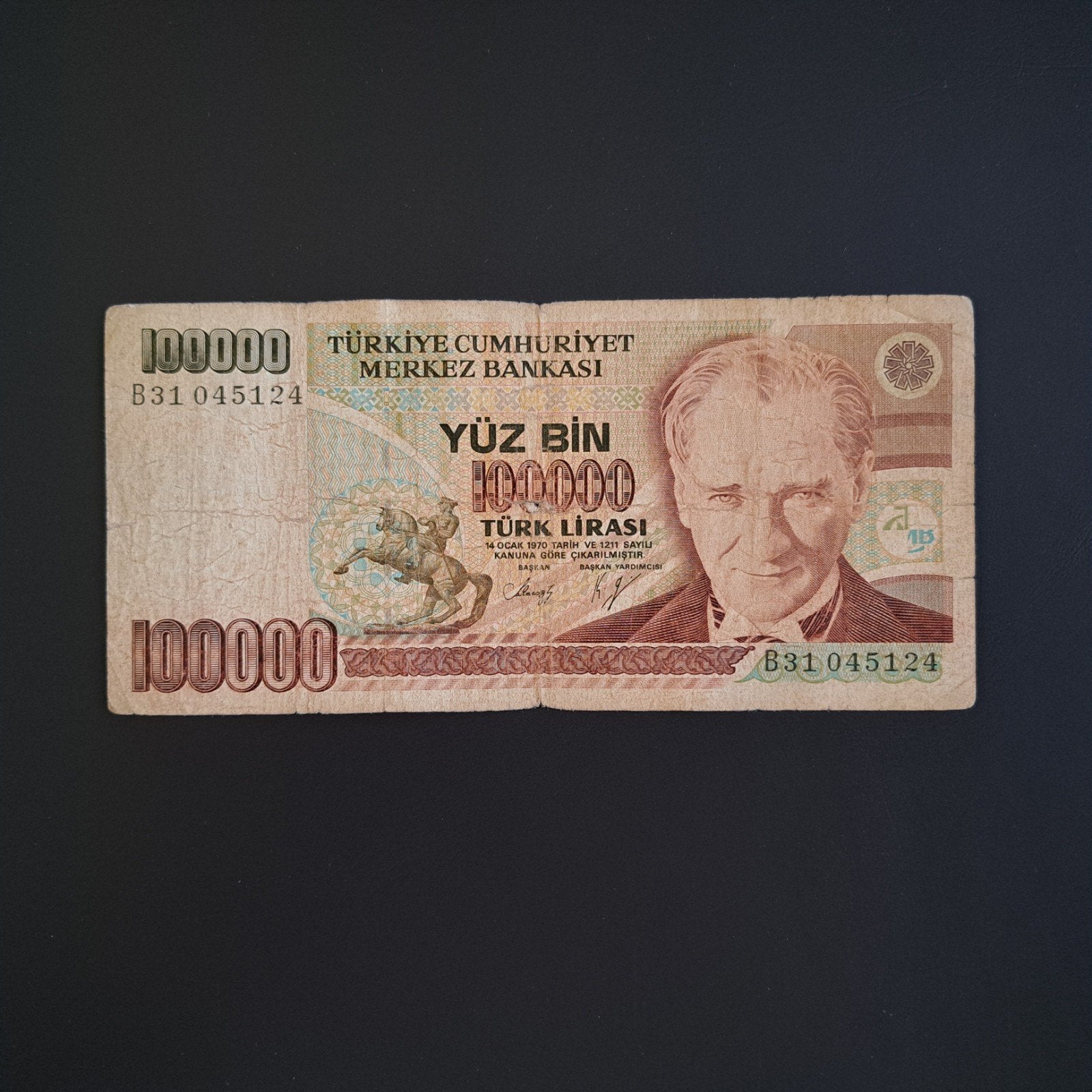 100000 lira Turkije #005, Postzegels en Munten, Bankbiljetten | Europa | Niet-Eurobiljetten, Verzenden, Overige landen, Los biljet
