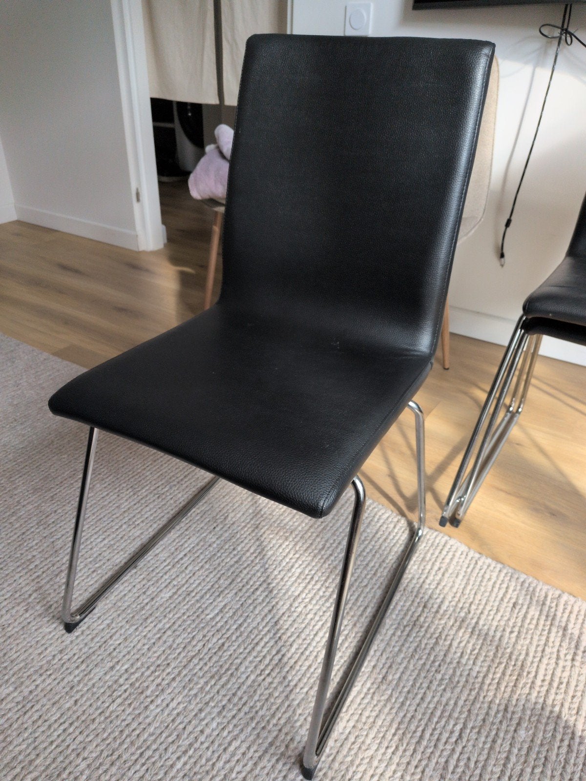 3 IKEA Volfgang stoelen - Zwart met chroom onderstel, Huis en Inrichting, Ophalen, Kunststof, Zwart, Zo goed als nieuw
