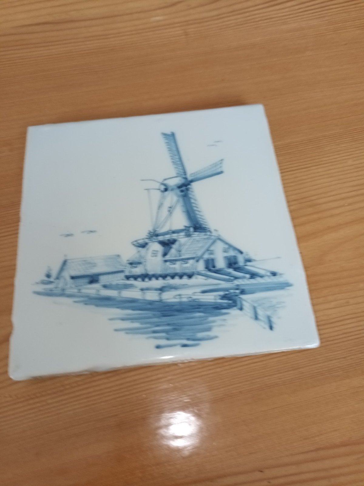 Delfts blauw tegeltje met molen de Jager uit Woudsend, Ophalen