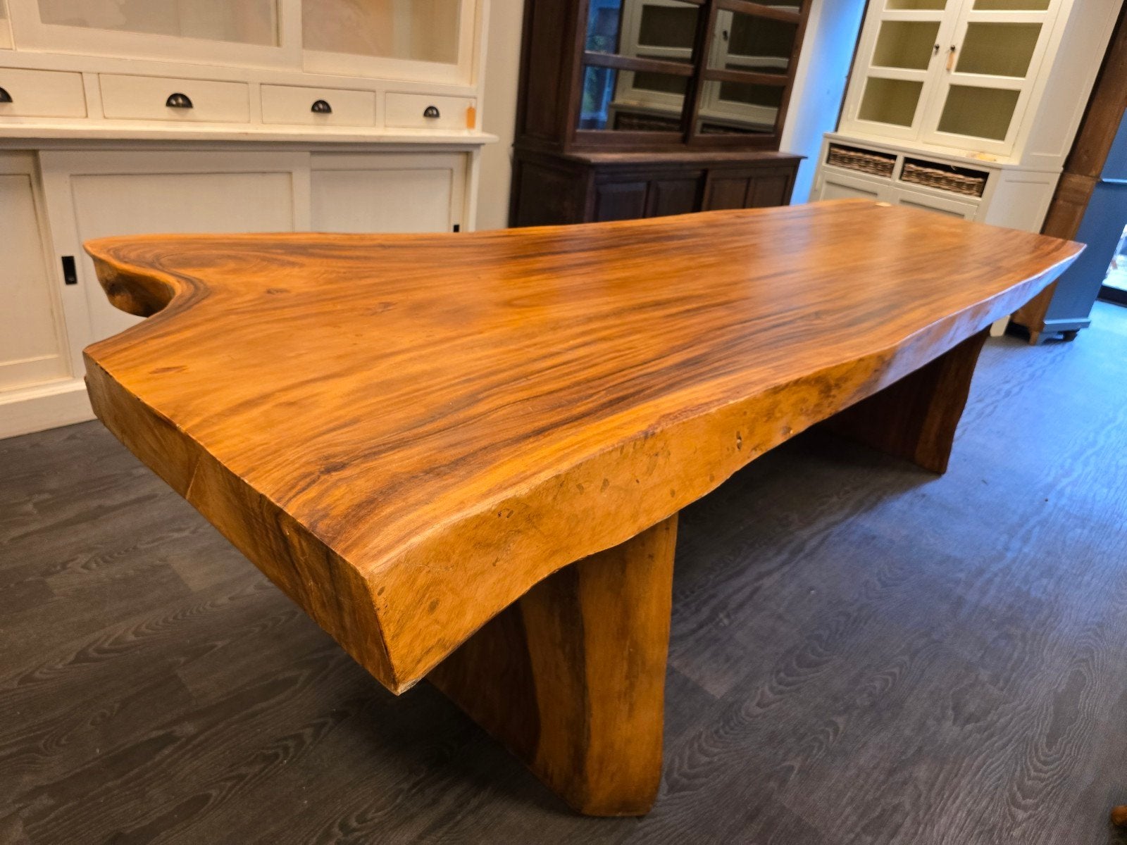 Massieve Boomstamtafel | Tafel | Stamtafel 310cm lang, Onbekend, 200 cm of meer, Zo goed als nieuw, Vijf personen of meer