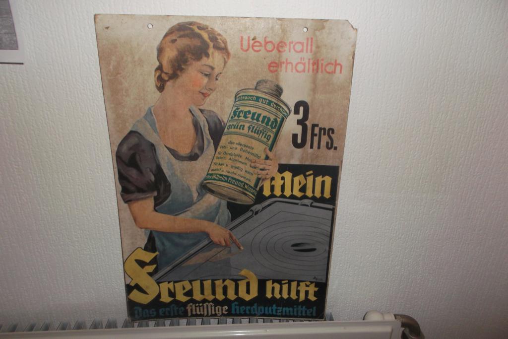 oude  kartonnen FREUND kachel/ haard poets reklame, Verzamelen, Merken en Reclamevoorwerpen, Ophalen of Verzenden, Gebruikt, Reclamebord