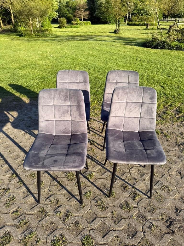 eetkamer stoelen, Ophalen, Gebruikt, Grijs, Stof