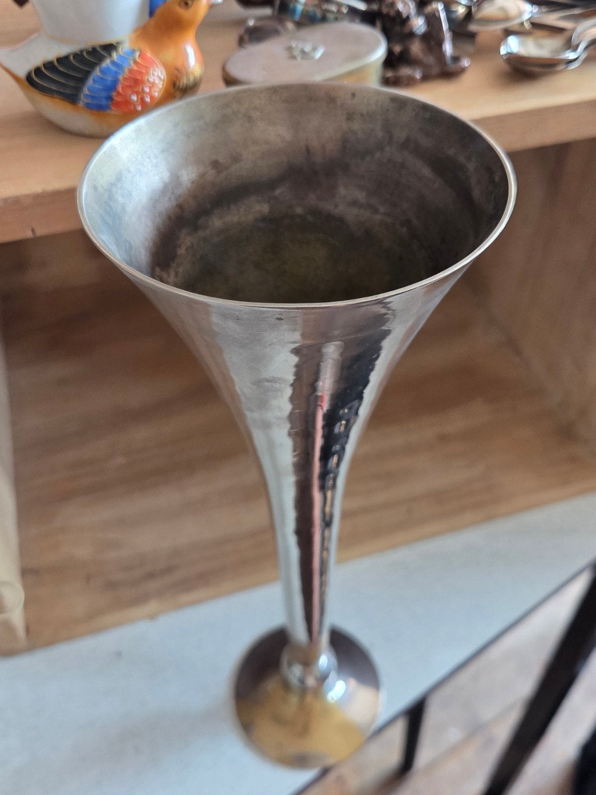 Vintage metalen vaas / bloemenhouder, Ophalen of Verzenden