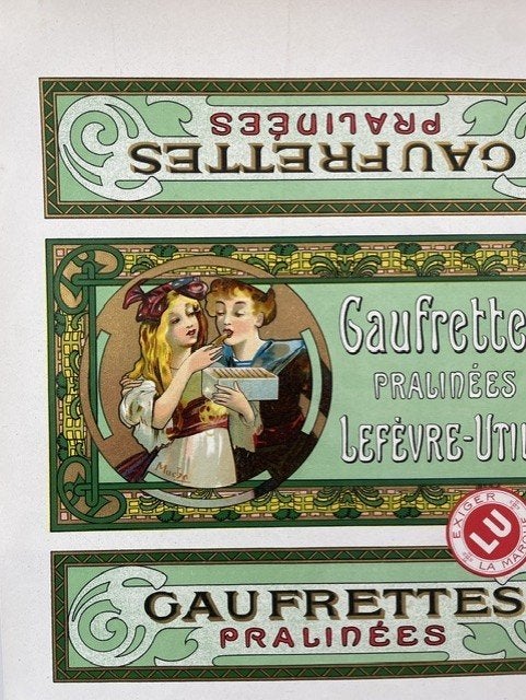 complete set kist etiketten voor koekjes LU Alphons Mucha, Verzamelen, Ophalen of Verzenden, Gebruikt, Verpakking