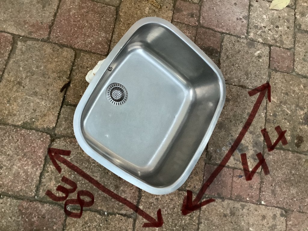 RVS spoelbak, wasbak., Ophalen, Gebruikt, 50 tot 100 cm, Minder dan 100 cm