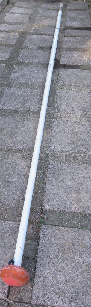 Houten konische vlaggenmast 5 meter oranje knop, Ophalen, Zo goed als nieuw
