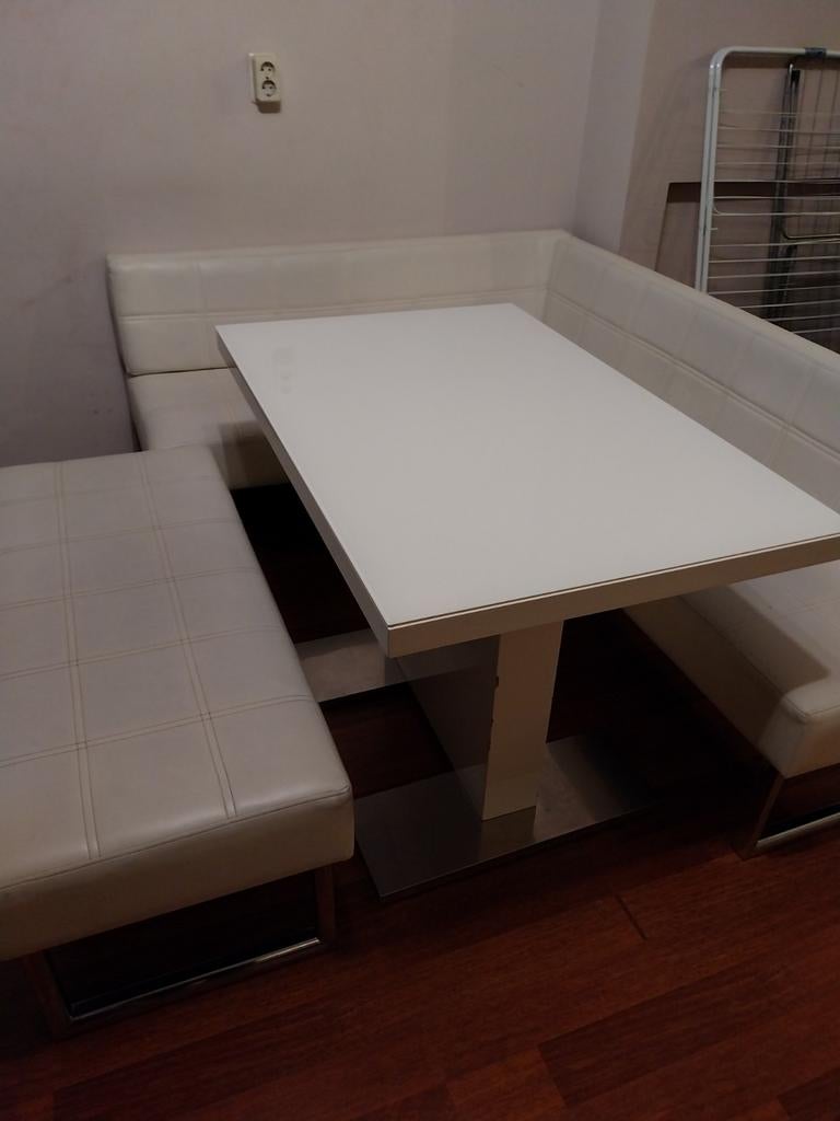 Moderne eethoek met bank en tafel, Huis en Inrichting, Complete eetkamers, Ophalen, Gebruikt, Modern, 4 tot 6 stoelen