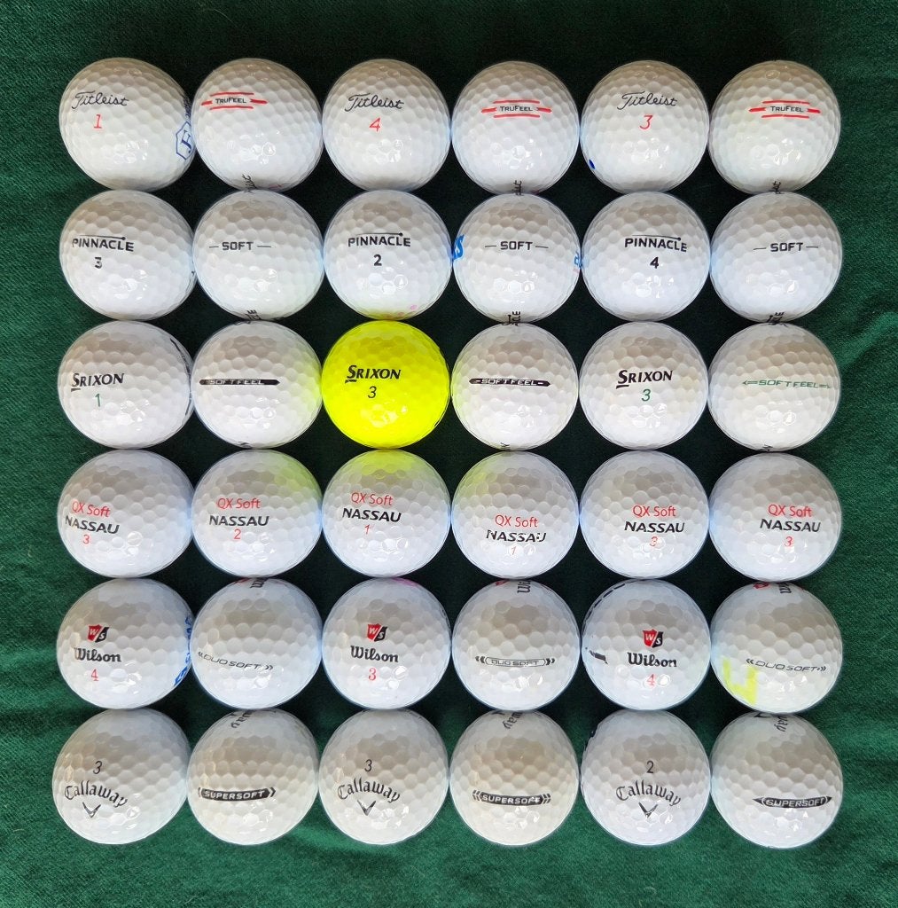 6 x 6 = 36 SOFT golfballen (Titleist, Callaway, Srixon e.a.), Ophalen of Verzenden, Zo goed als nieuw, Bal(len), Overige merken