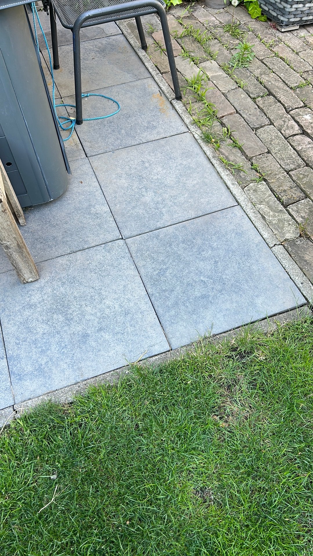 Terrastegels natuursteen grijs, Tuin en Terras, Tegels en Klinkers, Ophalen, Gebruikt, Natuursteen, Terrastegels