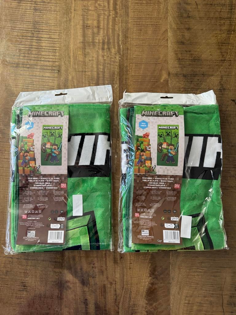 2x Minecraft strandlaken 70x140cm - Nieuw, Ophalen of Verzenden, Nieuw