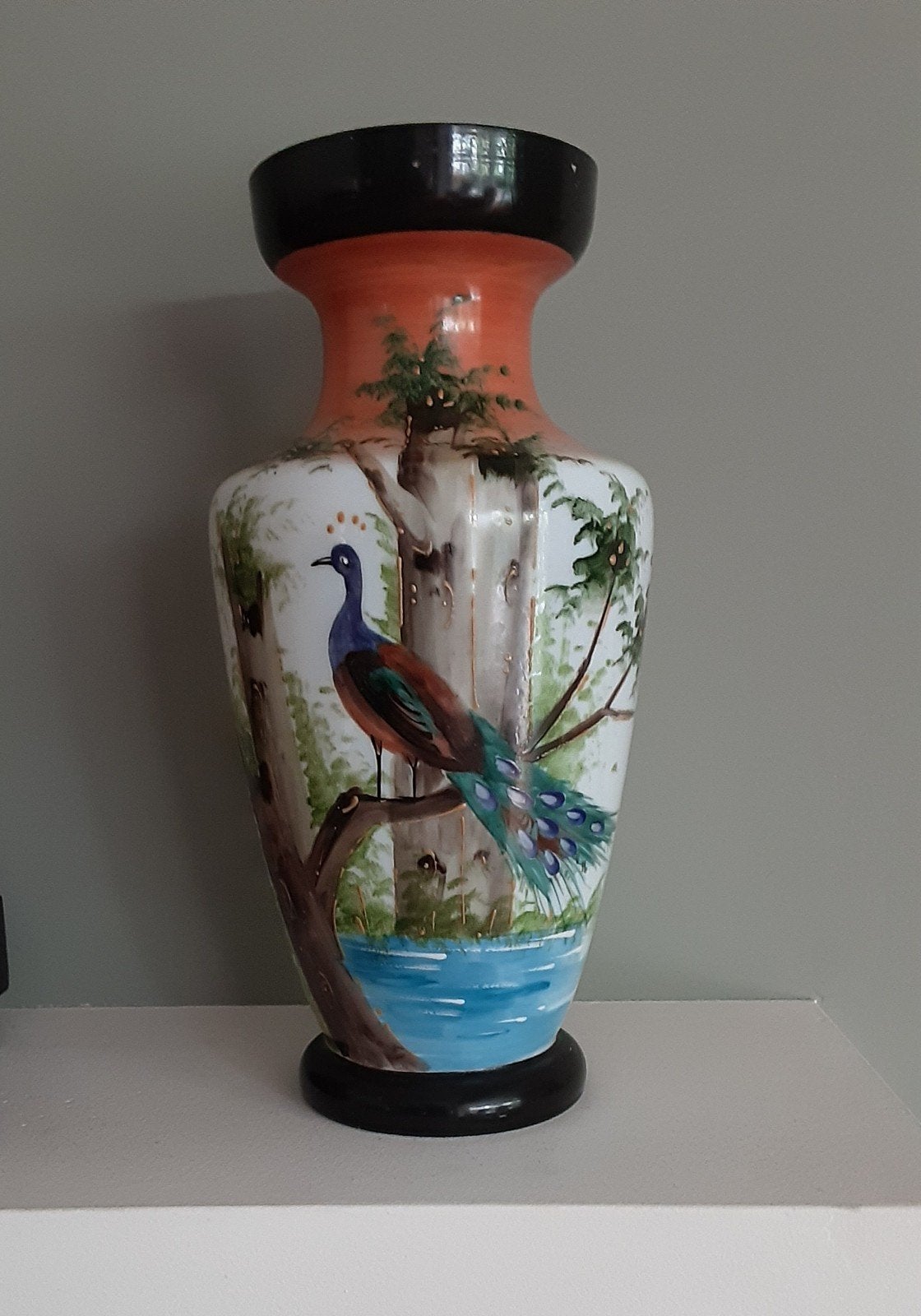 Speciale vaas, opaline glas, handbeschilderd, Antiek en Kunst, Antiek | Vazen, Ophalen