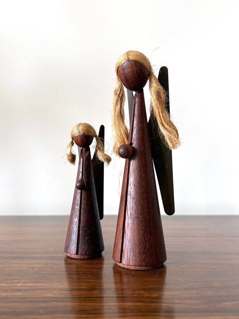 Vintage kerstengelen in Deense stijl in teakhout, jaren 60, Ophalen of Verzenden, Huis en Inrichting