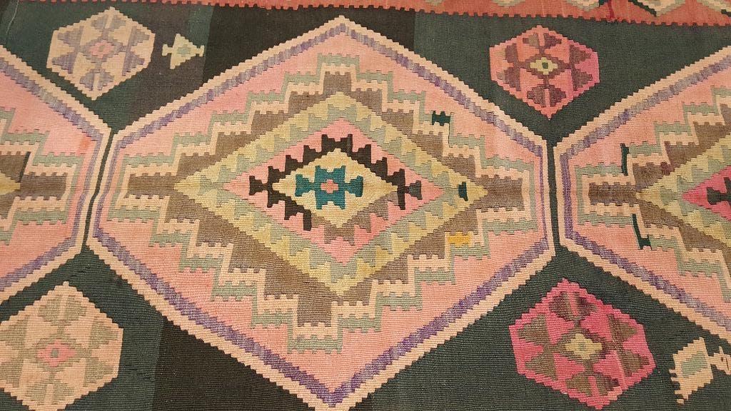 Karabagh kelim 340 x 155/Vloerkleed/Perzische tapijten/Loper, Www.simatapijten.nl, 150 tot 200 cm, 200 cm of meer, Ophalen of Verzenden